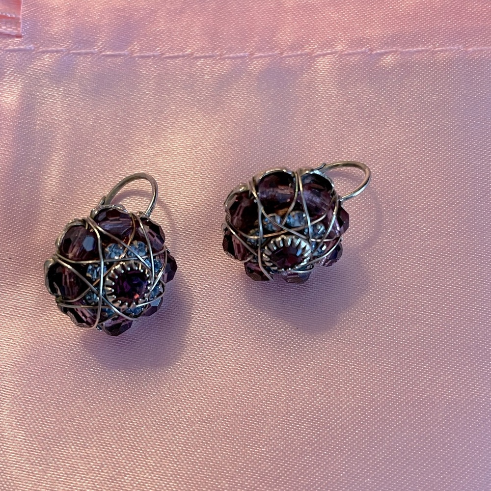 Purple Swarovski earrings